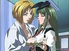 Blonde Hentai Lesbian Bitch Seduces A Green Haired Young Cutie