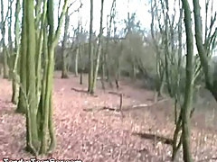Slutty Brunette Takes Date To Woods For Cocksucking
